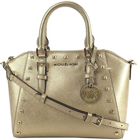 michael kors ciara studded medium messager leather bag gold|Amazon.com: Michael Kors Ciara.